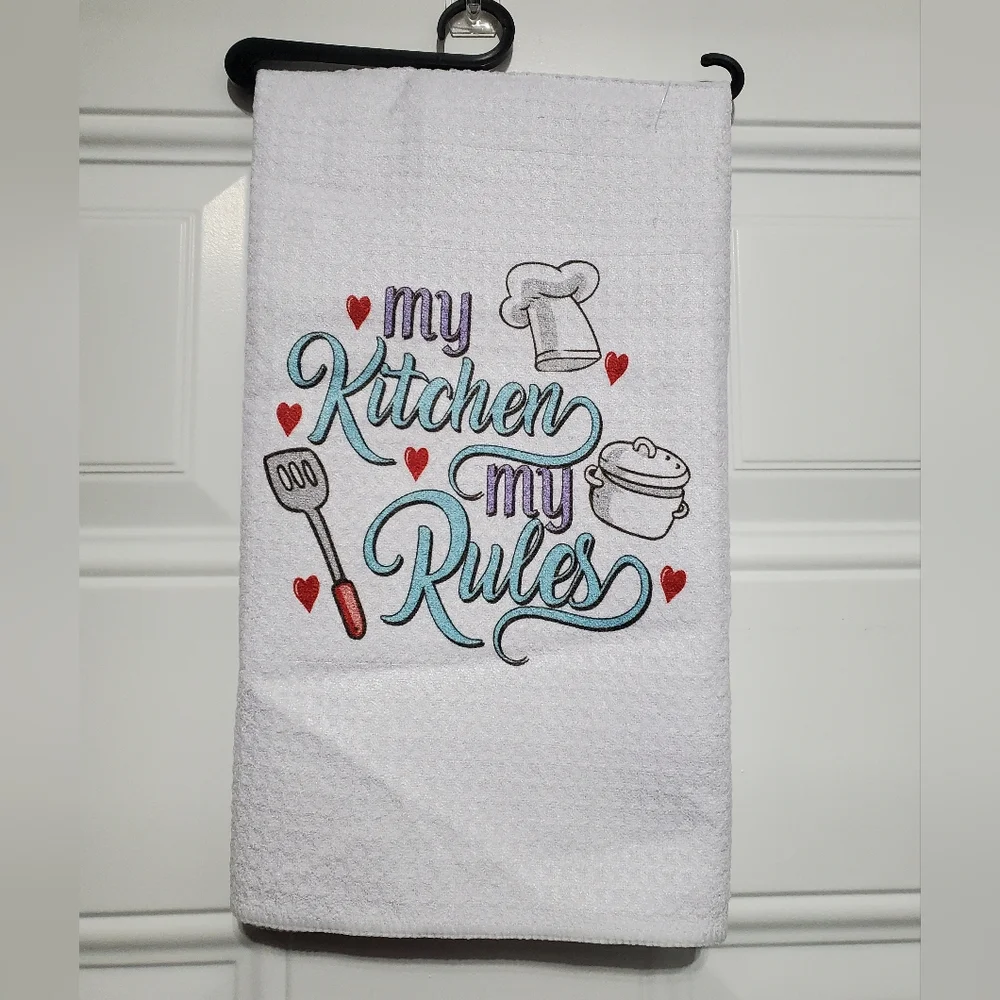 My Kitchen My Rules Waffle Knit Tea Towel